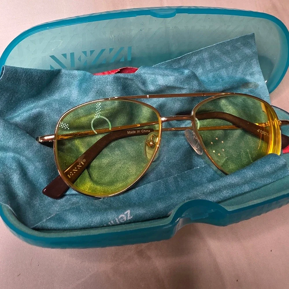 Zenni Optical Gold Aviator Frames Only 419014 Retro Double Bridge Eye Glasses D1
